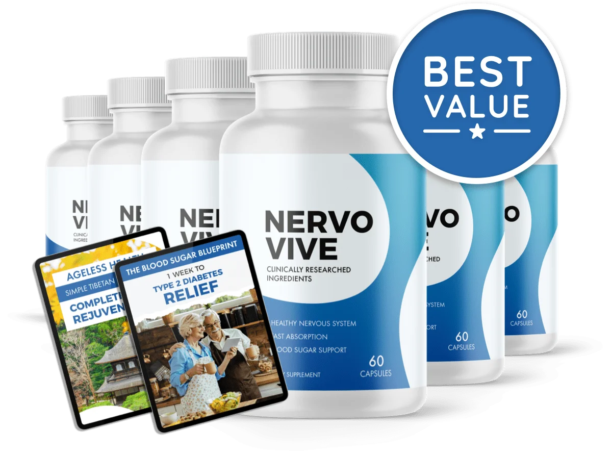 NervoVive multi-bottle promotional bundle with digital bonuses